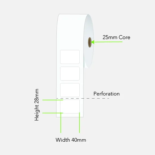 LABEL DIR THERM PERM 40X28 1ACS 2000/R 25mm CRE
