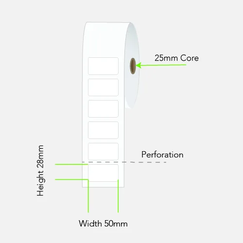 LABEL DIR THERM PERM 50X28 1AC 2000/R 25MM