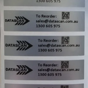 Pre-printed 55mm x15mm Asset Durable Matte Silver Polyester Asset labels