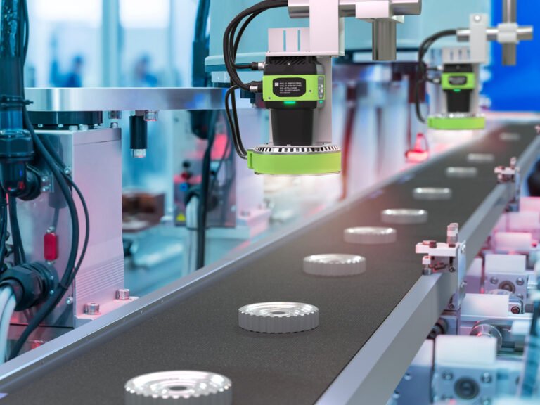 Industrial automation system with Zebra's Fixed barcode scanners in a warehouse Conveyer belt.