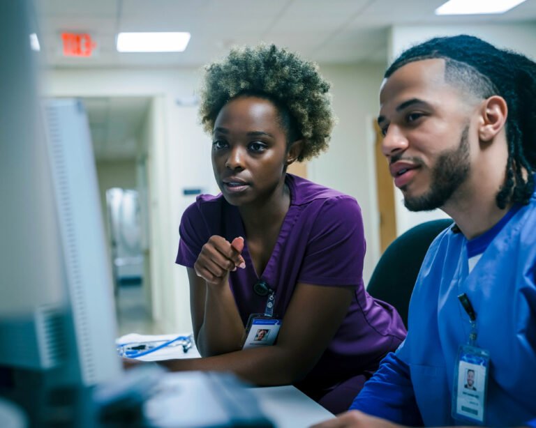 healthcare photography lifestyle medical professionals discussing looking at desktop computer 5x4 3600x2880 1