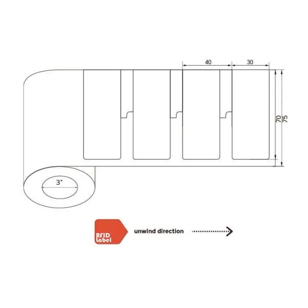 Ultra-thin On-Metal RFID Label Impinj® M830 | 70×30mm - Image 2