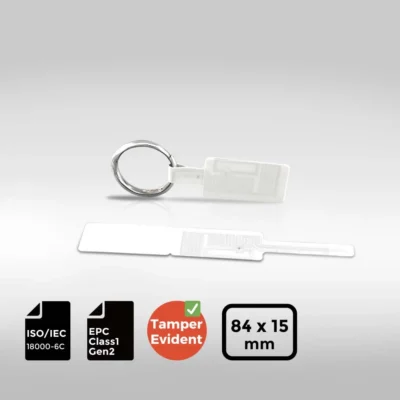 Waterproof PET UHF Tamper Detection RFID Jewelry Label | 84×15mm
